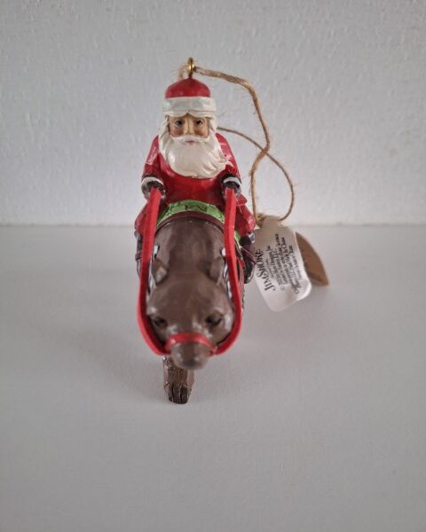 Santa Riding Bear Hanging Ornament Retired