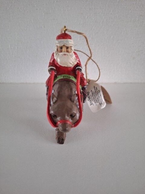 Santa Riding Bear Hanging Ornament Retired