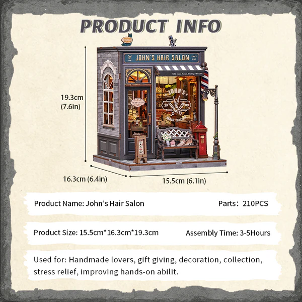 Cutebee, 3D John’s Hair Salon 15,5x16x19cm