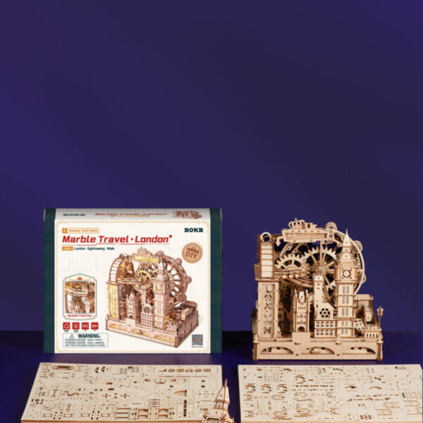 EGB01-scene-10-700x1177 Robotime, 3D Houten Marble Travel “London”, Marble Spaceport 22,5×15,5×23,5cm