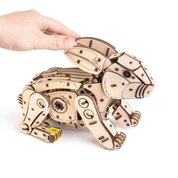 Eco Wood 3D Mechanische Houten Puzzel, Rabbit 21,7×10,4×17,4