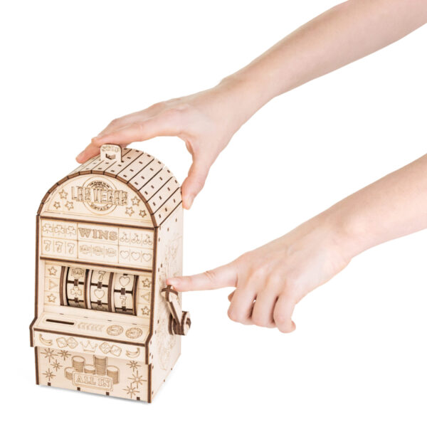 Eco Wood 3D Mechanische Houten Puzzel, One-Armed Bandit 25,3×11,7×13,6
