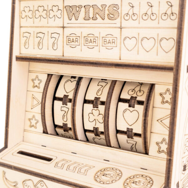 Eco Wood 3D Mechanische Houten Puzzel, One-Armed Bandit 25,3×11,7×13,6