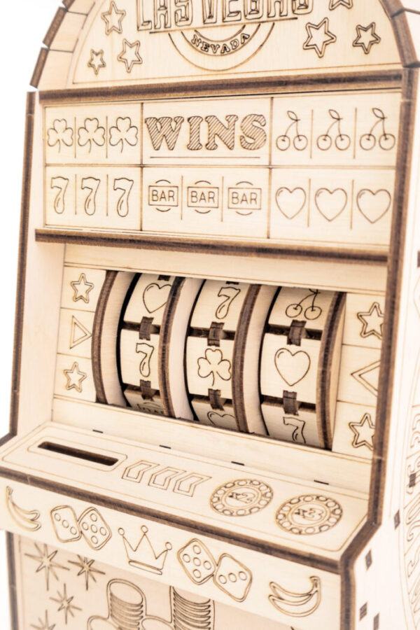 Eco Wood 3D Mechanische Houten Puzzel, One-Armed Bandit 25,3×11,7×13,6