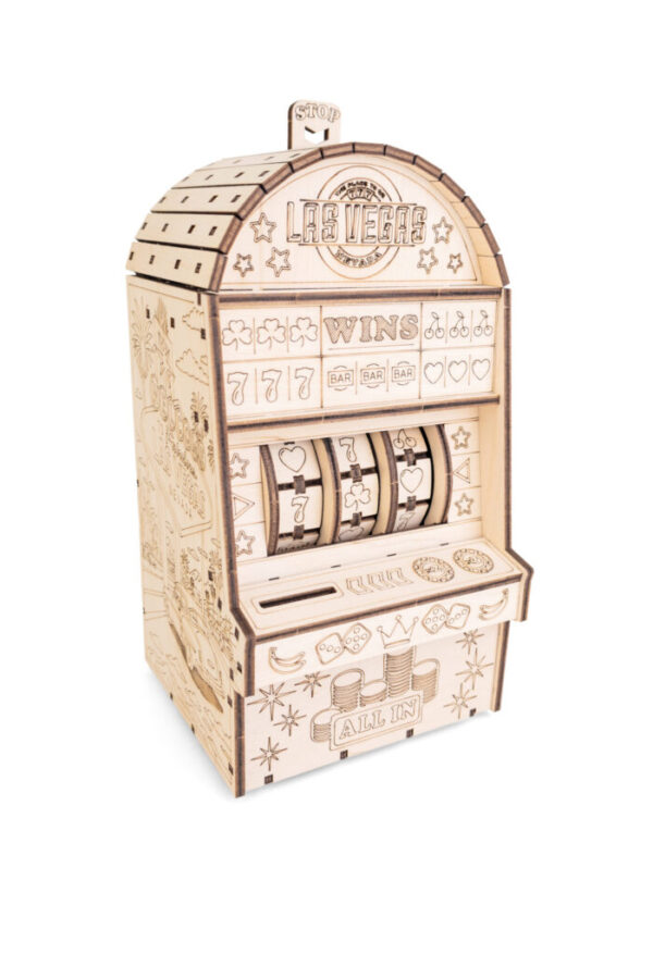 Eco Wood 3D Mechanische Houten Puzzel, One-Armed Bandit 25,3×11,7×13,6