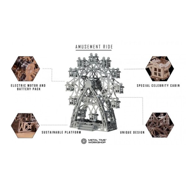 3D Metalen Amusement Ride, Metal Time 17×7,5x18cm