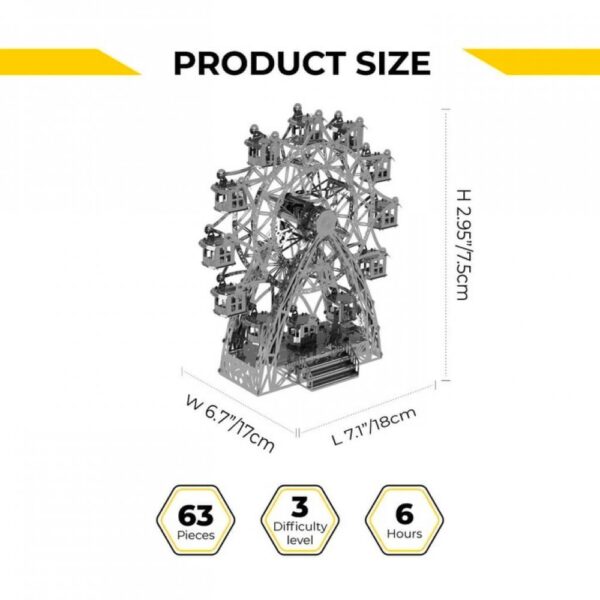 3D Metalen Amusement Ride, Metal Time 17×7,5x18cm
