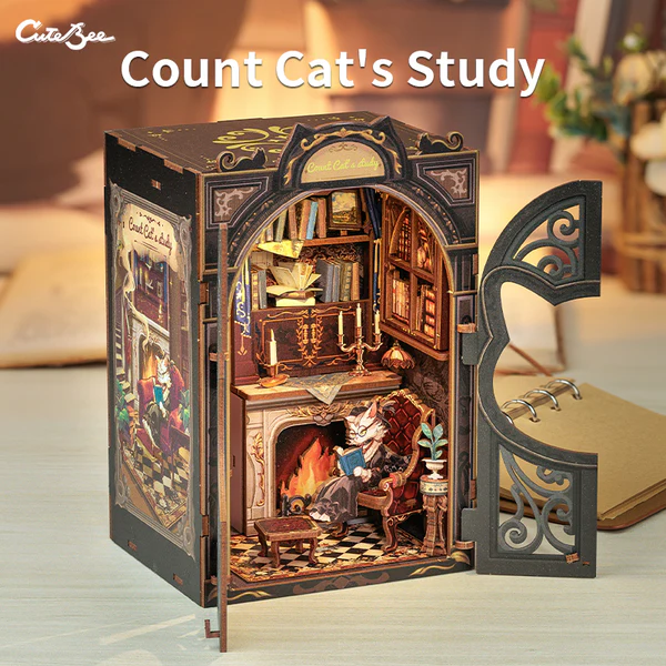 Cutebee, 3D Booknook Count Cat’s Study 11,8x10x17cm