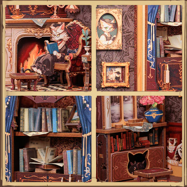 Cutebee, 3D Booknook Count Cat’s Study 11,8x10x17cm
