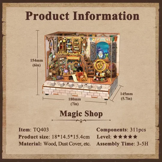 Tonecheer, 3D met 6 verschillende geluidseffecten en stofkap, Magic Shop 18×14,5×15,4cm