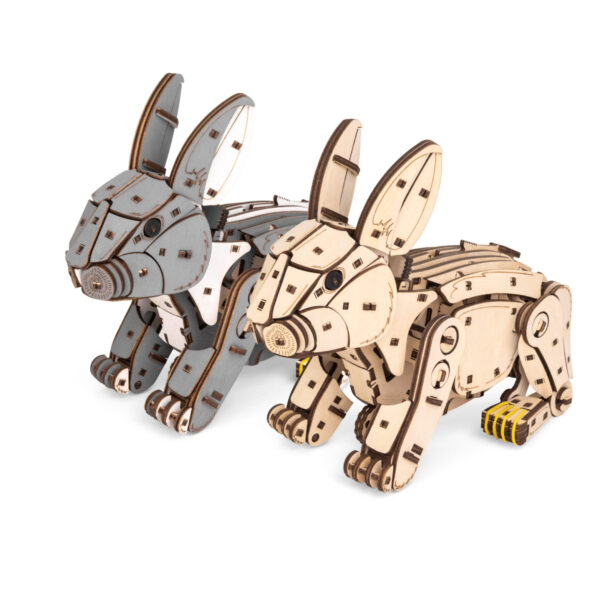 Eco Wood 3D Mechanische Houten Puzzel, Rabbit 21,7×10,4×17,4