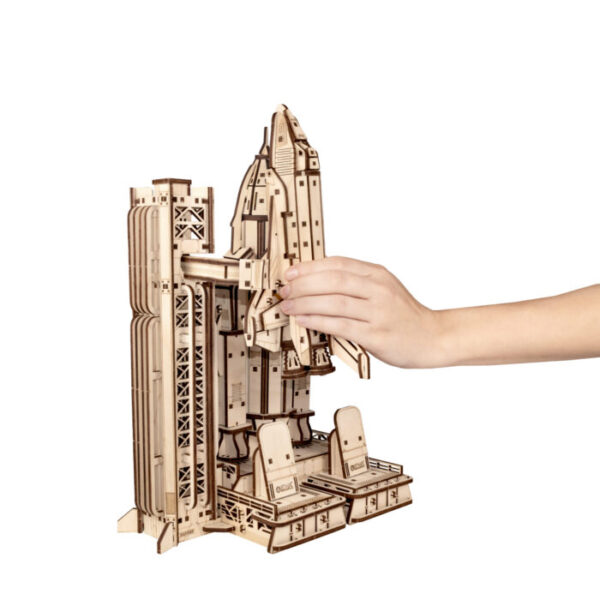Eco Wood 3D Mechanische Houten Puzzel, Space Shuttle 33,5×22,3×17,0
