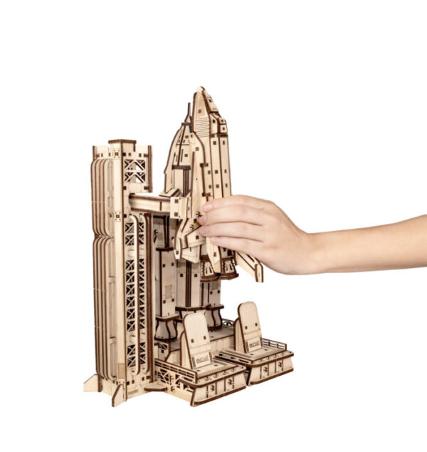Eco Wood 3D Mechanische Houten Puzzel, Space Shuttle 33,5×22,3×17,0